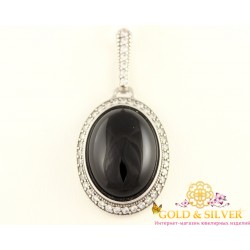 Серебряный кулон 925 проба. Подвес с вставкой черный агат, 6,39 грамма. 189090с Gold & Silver, Украина